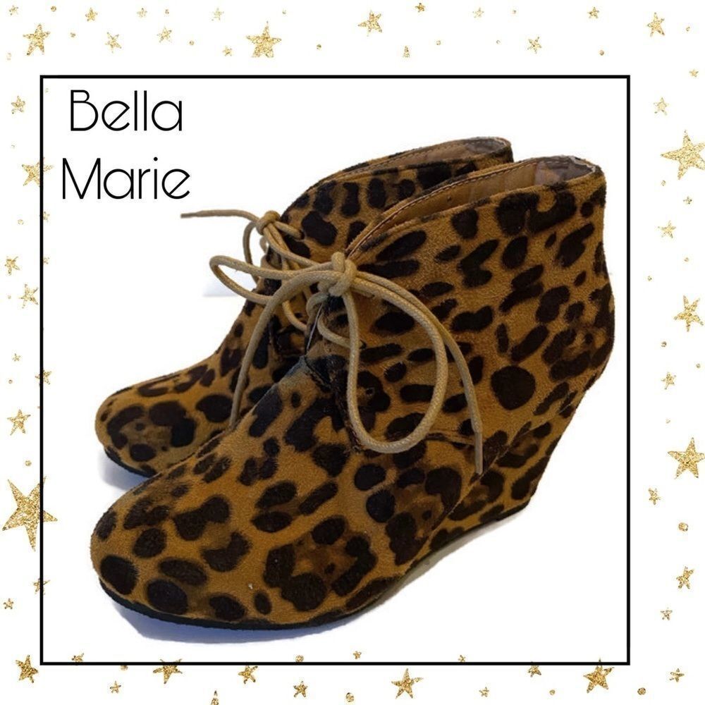 Bella Marie Cheetah Wedge Booties 6